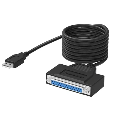 Immagine di Sabrent Cavo USB Adattatore per Stampante, da 2.0 a Parallel DB25 IEEE 1284, Connettore femmina con dadi esagonali (1,8 m) (CB 1284)