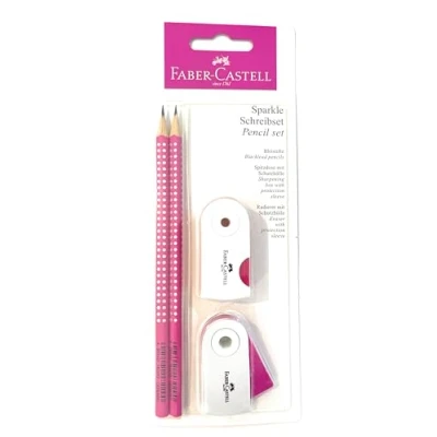 Immagine di Faber Castell 218487 Set di matite Sparkle, con temperino, gomma e 2 matite, colore: Rosa