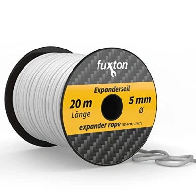 Immagine di fuxton corda elastica 5 mm 20 m bianco, elastico (elastico da esterno, banda elastica, di gomma, per teloni, tensionamento, elastici piscina)