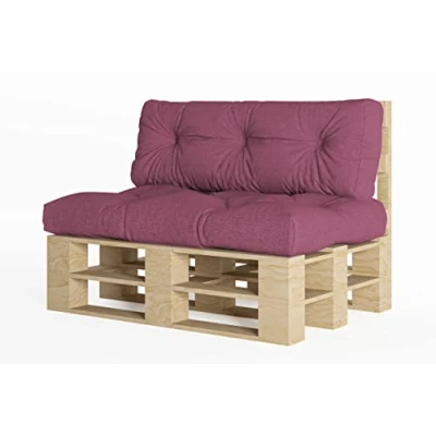 Immagine di chilly pilley Cuscino Trapuntato Per Mobili In Pallet Riempito Con Fiocchi Di Schiuma Divano Schienale Sedile Laterale Set (Set 2 Viola)