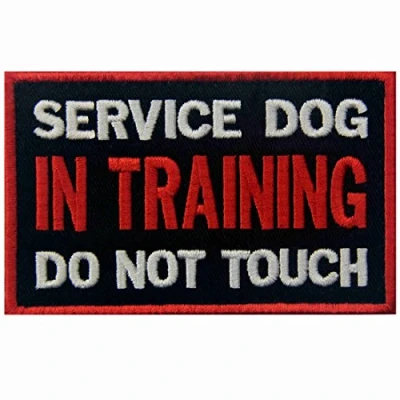 Immagine di Cane di servizio in allenamento non toccare emblema imbracature/imbracature con Fissaggio Chiusura a uncino e asola Ricamata Toppa