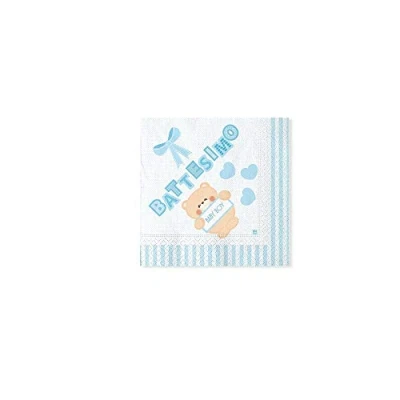 Immagine di Big Party 20 Tovaglioli 25 x cm Battesimo Teddy Celeste