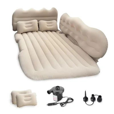 Immagine di Ergocar Materassino Gonfiabile SUV MPV Divano Collassabile Floccaggio Materasso Letto per Auto Pompa di Aria Elettrica da Campeggio All&#039;aperto(M Beige)