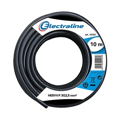 Immagine di Electraline 11821 Cavo per Prolunghe H05VV F, Sezione 3G2.5 mm, 10 mt, Nero