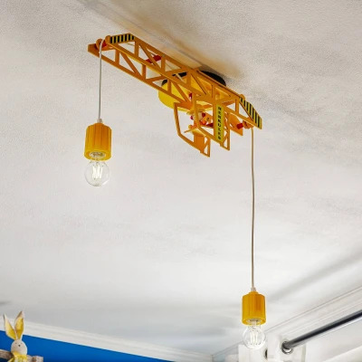 Immagine di Elobra 128282 Lampadario per camera dei bambini, forma a gru, in legno, colore: giallo
