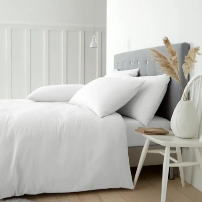 Immagine di Catherine Lansfield Set copripiumino matrimoniale con federe, in cotone spazzolato, colore: bianco