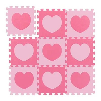 Immagine di Relaxdays Cuore Tappeto Puzzle a Fiori, 18 Tasselli, Parti Incastro, Area 91,5x91,5 cm, Gommapiuma EVA Atossico, Rosa Pink, Colore, 1 x 31.5 10037472_1359