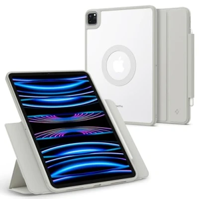 Immagine di Spigen Cover AirSkin Pro OneTap Compatibile con iPad 11 polici M2 4a Generazione (2022) / 3a (2021) 2a (2020) 1a (2018) copertura magnetica staccabile Grigio
