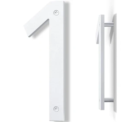Immagine di Yafimea numero civico esterno moderno bianco, altezza 20 cm, plastica ABS solida, effetto galleggiante 3D (1)