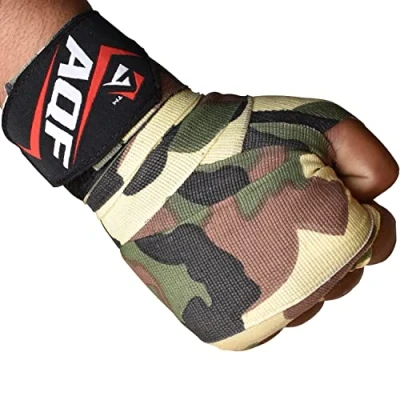 Immagine di AQF Bendaggi Boxe, Fasce Boxe 4M, Bendaggio Muay Thai, Guantoni da Benda Elastic Sottoguanti,Tutore Polso Proteggi Mano Box per Kick Boxing, Allenamento &amp; MMA (‎Verde Mimetico)