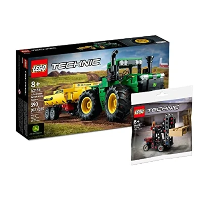 Immagine di Lego Technic Set: John Deere 9620R 4WD Tractor (42136) + impilatore (30655), set di giocattoli da costruzione per bambini a partire dagli 8 anni in su