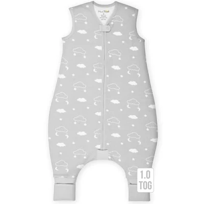 Immagine di Mama Cheetah sacco nanna per bambini con piedi 4T 5T 1,0 tog in cotone biologico gambe, coperte portatili camminatori, a pelo ragazze e ragazzi, precoce XL