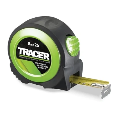 Immagine di TRACER Misura a nastro con blocco automatico da 8 m (metro rivestito in nylon gancio magnetico e funzione di automatico)