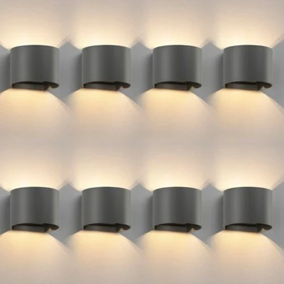 Immagine di ledscom.de 8 pezzi lampada da parete RUNEL per esterni, IP65, up/downlight, antracite opaco, rotonda, 1x G9 max. 10W