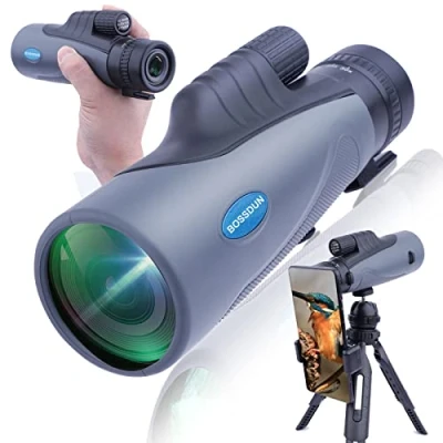 Immagine di Telescopio Monoculare, 10 30X50 Zoom HD FMC BAK4 Prisma Monoculare Ad Alta Potenza con Cinghia Portatile Adattatore Telefono per Bird Watching Caccia Campeggio (BLACK)