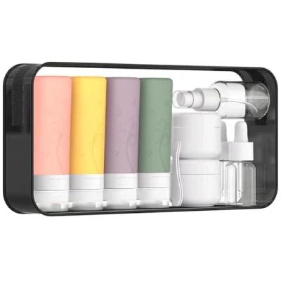 Immagine di Bottiglie da Viaggio in Silicone 90 ml, 12 Pezzi Kit Flaconi Viaggio, Contenitori Riutilizzabili a Prova di Perdite, per Liquidi, Shampoo, Crema, Lozione