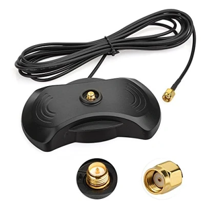 Immagine di Eightwood WiFi Antenna gsm Connettore RP SMA Maschio a Femmina Base Magnetica Cavo RG174 300cm per Wireless Router Trasmettitore AV Dlink Belkin