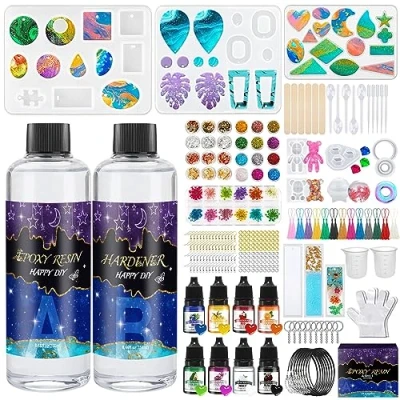 Immagine di JOTOL Resina Epossidica Trasparente Kit,Kit di Trasparente,250ml Kit Completo per Principianti,per la Creazione Gioielli, Fai da Te, Pendenti Collane