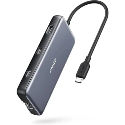 Immagine di Anker Adattatore PowerExpand 8 in 1, 100 W Power Delivery, 4 K 60 Hz, HDMI, 10 Gbps USB C e 2 porte A, porta Ethernet, micro SD SD, per MacBook Pro altro
