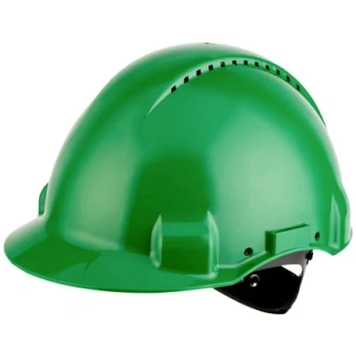 Immagine di 3M Peltor G 3000 Series Elmetto di Protezione con Uvicator senza Cricchetto e Fascia Antisudore in Pelle, Verde