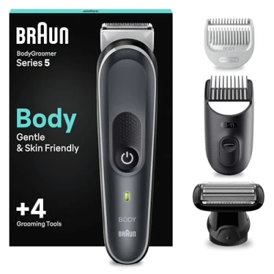 Immagine di Braun Series 5 RASOIO ELETTRICO Corpo Uomo, per Petto, Ascelle, Inguine E Zone Sensibili, Con Pettini Da 1 mm A 11 mm, Tecnologia SkinShield, 100 Min Autonomia Senza Fili, Idea Regalo, BG5370