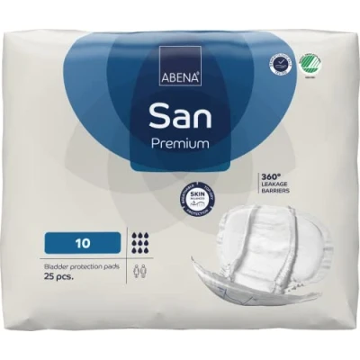 Immagine di ABENA San Premium Cuscinetto per incontinenza formato 10, assorbente da 2800 ml, confezione 25, colore: bianco