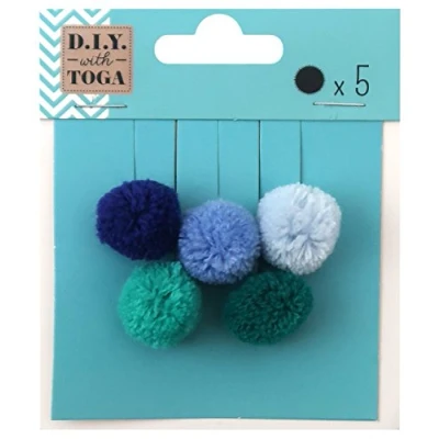 Immagine di D.I.Y with Toga MBJ021 Set di 5 pompon rotondi, lana, multicolore, 2 x cm