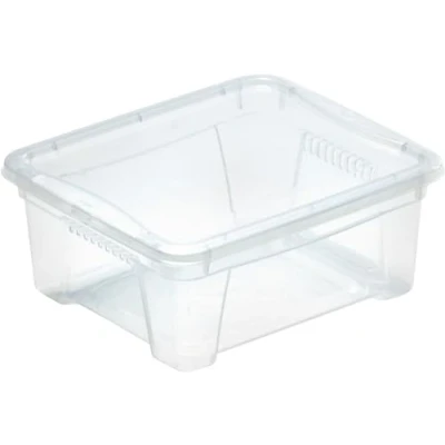 Immagine di M Home Scatola portaoggetti in plastica trasparente con aperture + coperchio, 21 x 17,5 9,5 cm, 1,9 l, SPACE BOX PLS611