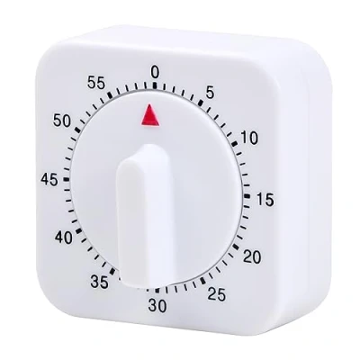 Immagine di Dokeno Timer da Cucina, 60 Minuti Plastica con Allarme Forte, Contaminuti Quadrato, Batteria non Necessaria, Cucina Meccanico per Cucinare, Fare Sport, Studiare (Bianco)