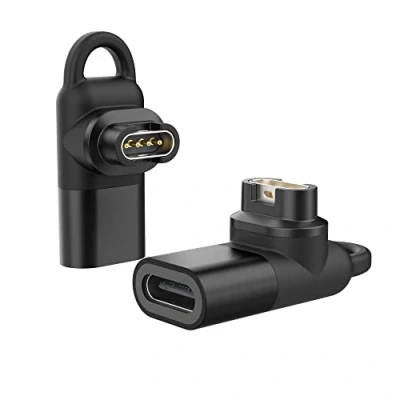 Immagine di MoKo Adattatore da USB C a 2 Pezzi, Connettore Cavo Caricatore di Tipo 90 Gradi per Trasferimento Dati Compatibile con Fenix 7/7S/7X/6/6S/6X/5/5S/5X/Forerunner 245/255/Vivoactive 3/4/Venu