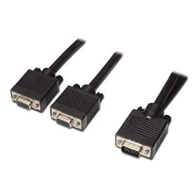 Immagine di AISENS A113 0081 Cavo Splitter SVGA (HDB15/M 2xHDB15/H, 45 cm per duplicazione del Segnale), Colore: Nero