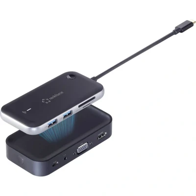 Immagine di Renkforce Mini Dockingstation USB C® RF HUB 810 Adatto per marchio: universale trasferimento di immagini senza fili, lettore schede integrato