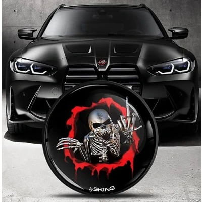 Immagine di Biomar Labs 1 x Stemma Compatibile con BMW Emblema Cappuccio Anteriore Cofano Posteriore del Bagagliaio 82 mm 51148132375 Teschio Skull EO 24