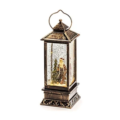 Immagine di Konstsmide Lanterna a LED effetto neve con Babbo Natale, riempita d&#039;acqua, 1 diodo bianco caldo, funzionamento batteria, per interno, 3 x AA 1,5 V 2888 000, Colore Marrone