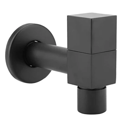 Immagine di Tomotato Robinet en Laiton carré pour Machine à Laver de Montage Mural d&#039;Eau Froide Noir Moderne évier la Vadrouille Balcon (Vadrouille Piscine)
