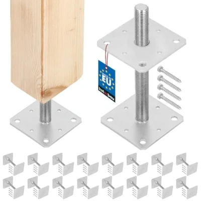 Immagine di KOTARBAU® Set di 16 Supporto per pali 160x160x250 mm regolamentato filettatura recinzioni travi in legno zincato Manicotto ancoraggio staffa pavimento