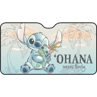 Immagine di Parasole anteriore parabrezza auto Lilo &amp; Stitch 130x70cm Bambino Bambina con grafica su fondo lilla