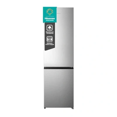 Immagine di Hisense RB440N4ACA Frigorifero Combinato Total No Frost, Inox, 200x60 cm, Risparmio Energetico Classe A, Grande capacità 335L, Bassa Rumorosità 35db, Porta reversibile, Motore inverter