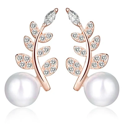 Immagine di Infinite U Orecchini a lobo in argento Sterling 925 con zirconi cubici, per donna/ragazza, colore: oro rosa