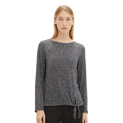 Immagine di TOM TAILOR 1038870 Maglietta a Maniche Lunghe, 30281 Evident Anthracite Melange, XL Donna