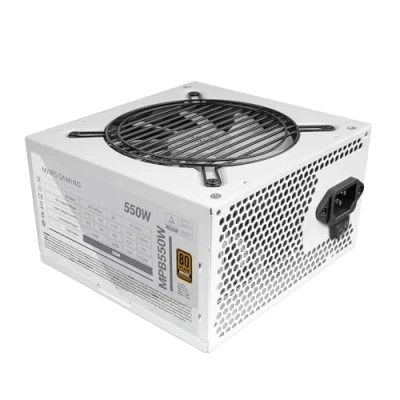 Immagine di MARSGAMING MPB550, Alimentatore PC 550W ATX, 6 Anni di Garanzia, 80Plus Bronze 230V EU, 90% Efficienza, Ventola FDB 120mm con Tecnologia AI RPM e Sistema Antivibrazione, Bianco