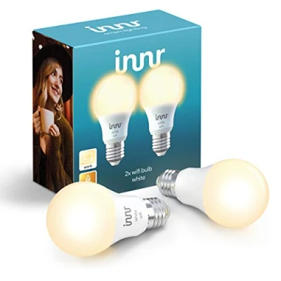 Immagine di innr WiFi E27 Lampadina LED White, Compatibile con Alexa &amp; Hey Google (Nessun Hub Richiesto), Dimmerabile, Bianca Calda 2700K, Wi Fi Smart Bulb, 2 Pack, WRB 765