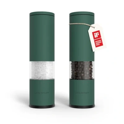 Immagine di LARS NYSØM Set di 2 macina sale e pepe manuale con in ceramica regolabile da grossolana a fine I macinini per spezie design (Pine Green)