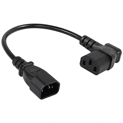 Immagine di CERRXIAN Cavo di prolunga per alimentazione PDU IEC 320 C14 a 90 gradi C13, maschio ad angolo retto C13 femmina 3 pin monitor, computer, ecc 0,4 m/15,7 pollici