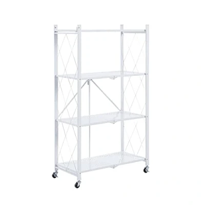 Immagine di CATTERHOUSE Scaffale Metallico Pieghevole Catter House Kim 122 71,5x36x122,5 cm Colore Bianco con Ruote e 4 Ripiani Supporta Fino a 160 kg