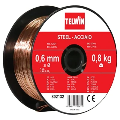 Immagine di Telwin 802132 Bobina Filo Acciaio D. 0.6 mm 0.8 kg per Saldatura, 0.1 V, kg, Marrone