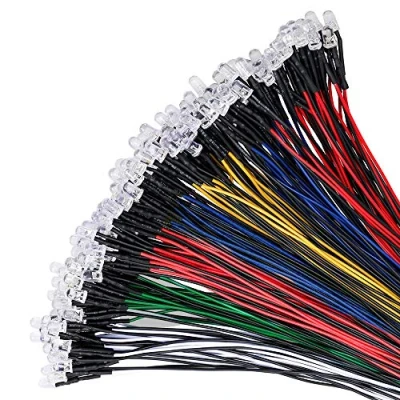 Immagine di YIXISI 100 Pezzi Diodo ad Emissione Luminosa LED, Precablata 12V 20cm, per Trasformazione e Illuminazione di Circuiti Automobilistici, Modellazione Prototipi(Bianca, Rosso, Blu, Verde, Giallo)