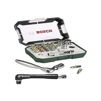 Immagine di Bosch Accessories Promoline 2607017392 Kit inserti 27 parti Taglio, Croce Pozidriv, Phillips, Brugola interna, Esalobo Interno (TX) incl. Cricchetto