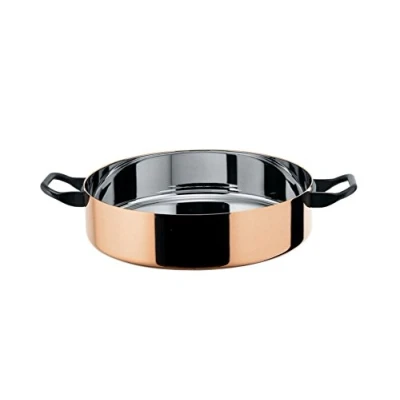 Immagine di Alessi Officina 90102/28 La Cintura di Orione Casseruola Bassa a Due Manici, Rame/Acciaio Inossidabile 18/10, Argento
