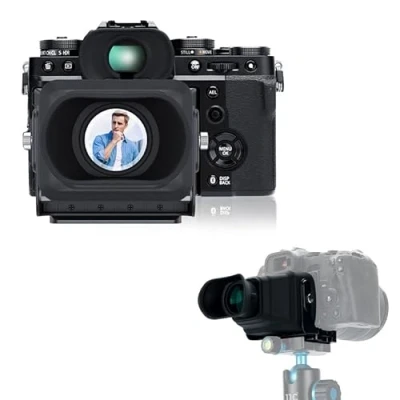 Immagine di JJC Mirino LCD per fotocamera, con ingrandimento 3X, piastra a sgancio rapido tipo Arca, lente d&#039;ingrandimento schermo della cappuccio parasole fotocamere DSLR/SLR